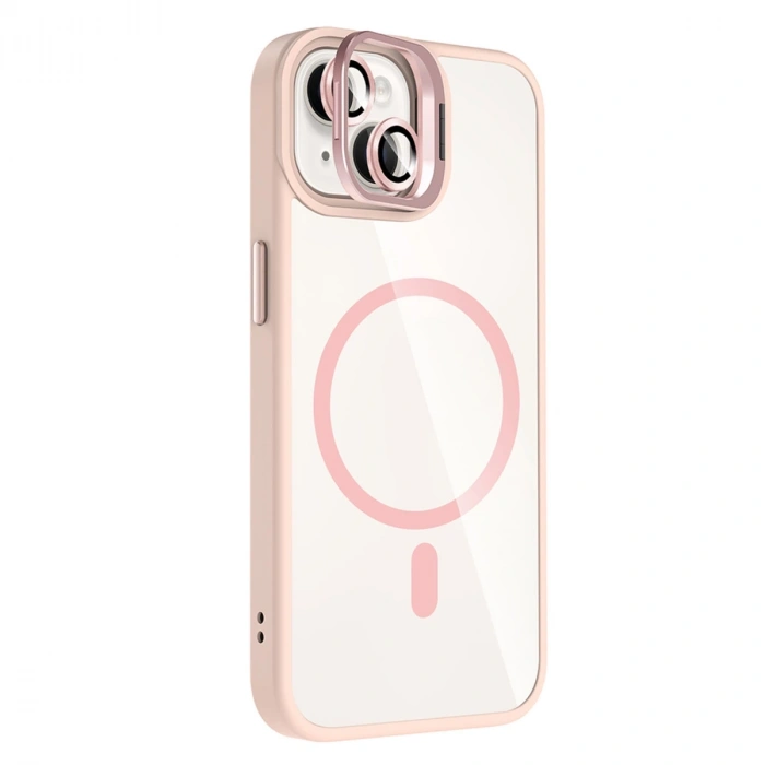Joko Apple İphone 14 Remim Lensli Magsafe Standlı Kapak - Pembe