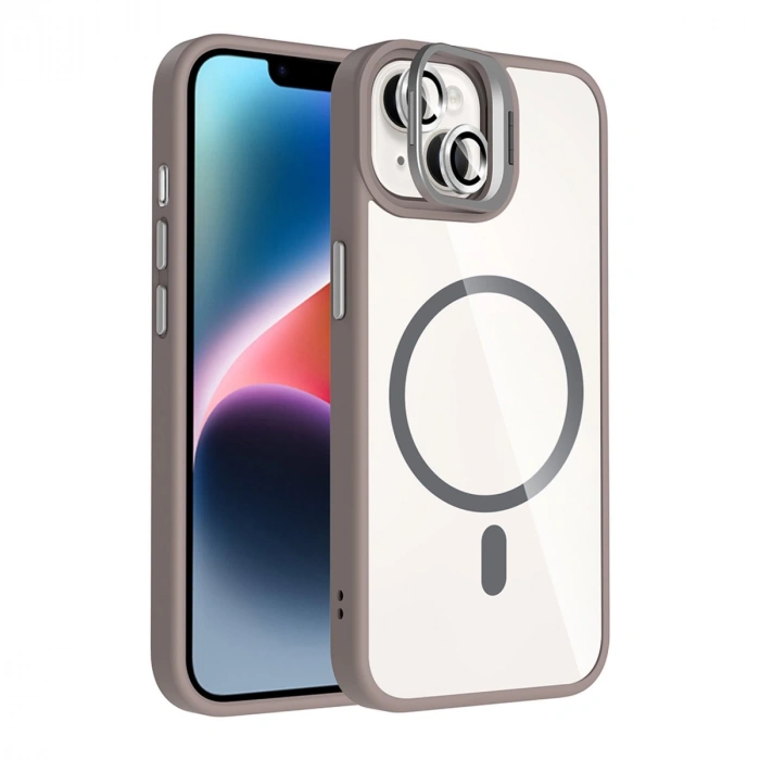 Joko Apple İphone 14 Remim Lensli Magsafe Standlı Kapak - Titan Gri