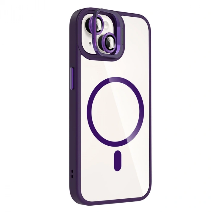 Joko Apple İphone 15 Plus Remim Lensli Magsafe Standlı Kapak - Derin Mor
