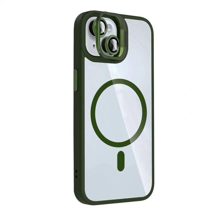 Joko Apple İphone 15 Plus Remim Lensli Magsafe Standlı Kapak - Koyu Yeşil