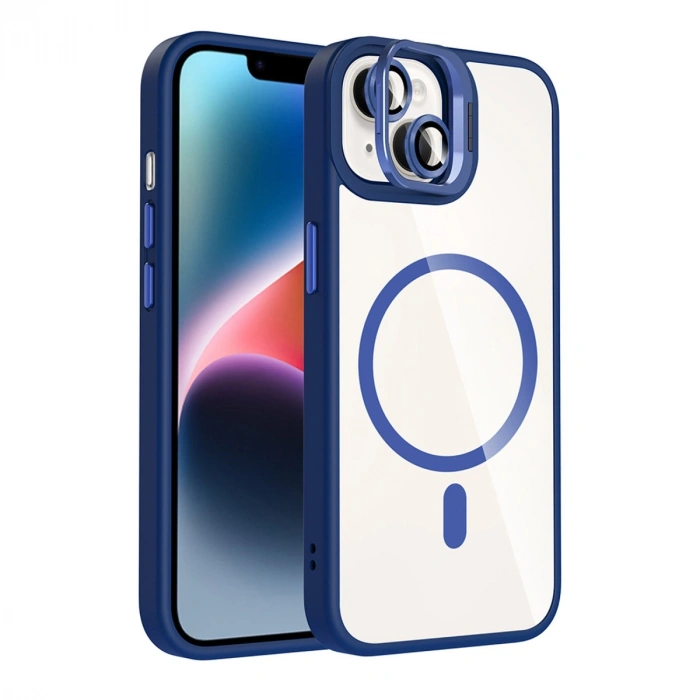 Joko Apple İphone 15 Plus Remim Lensli Magsafe Standlı Kapak - Lacivert