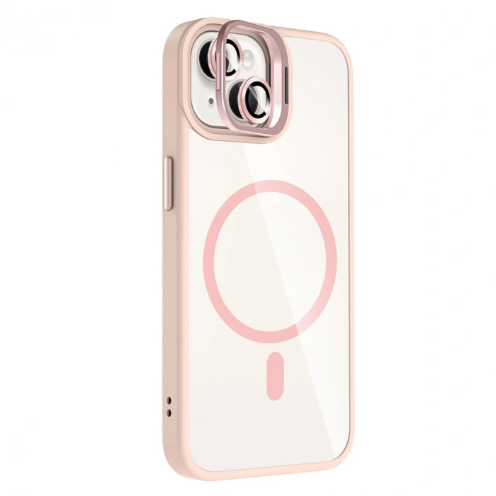 Joko Apple İphone 15 Plus Remim Lensli Magsafe Standlı Kapak - Pembe