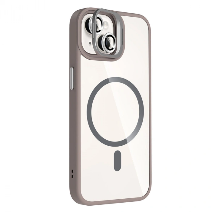 Joko Apple İphone 15 Plus Remim Lensli Magsafe Standlı Kapak - Titan Gri