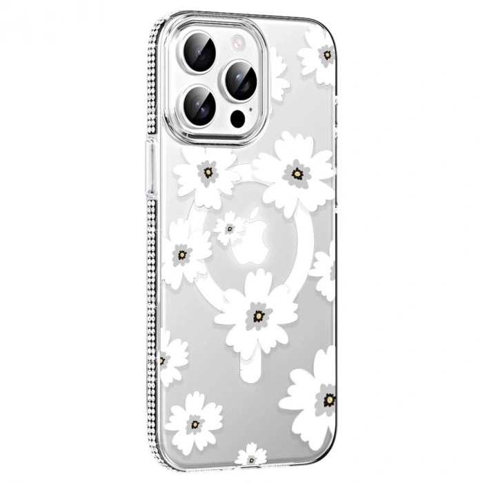 Joko Apple İphone 15 Pro Floral Magsafe Kapak - Beyaz