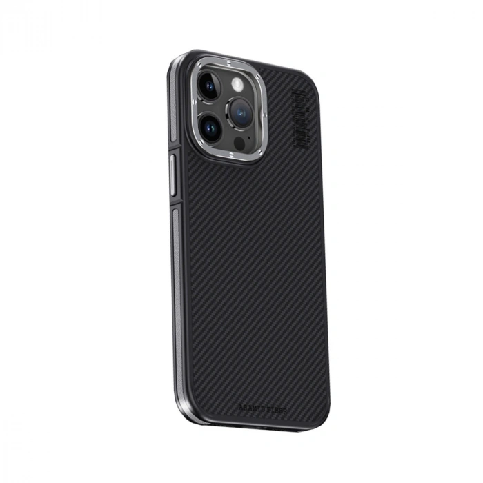 Joko Apple İphone 15 Pro Max Kılıf Aramid 600d Kevlar Karbon Fiber Magsafe Kapak - Gri
