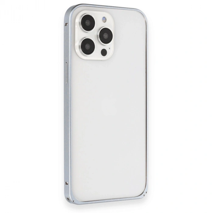 Joko Apple İphone 15 Pro Max Kılıf Metal Bumper Magneticsafe Kapak - Gri