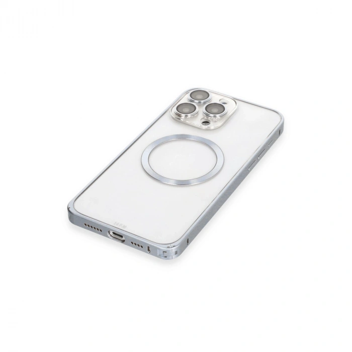 Joko Apple İphone 15 Pro Max Kılıf Metal Bumper Magneticsafe Kapak - Gri