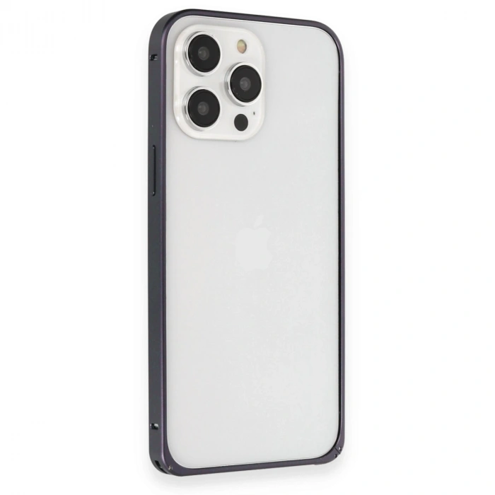 Joko Apple İphone 15 Pro Max Kılıf Metal Bumper Magneticsafe Kapak - Lacivert