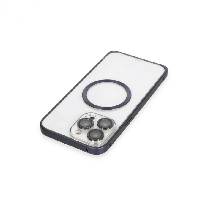 Joko Apple İphone 15 Pro Max Kılıf Metal Bumper Magneticsafe Kapak - Lacivert