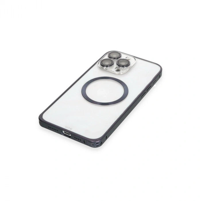 Joko Apple İphone 15 Pro Max Kılıf Metal Bumper Magneticsafe Kapak - Lacivert