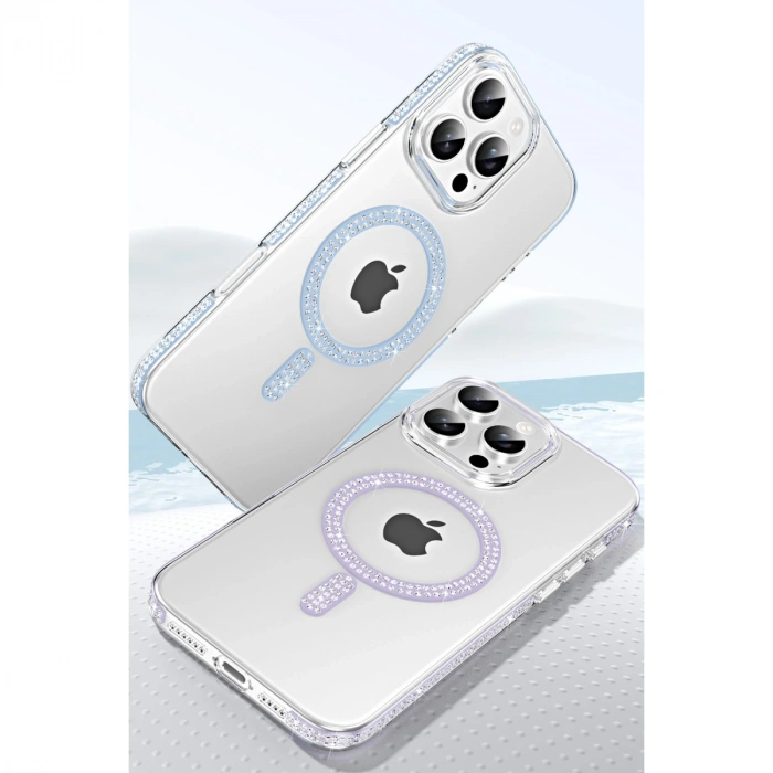 Joko Apple İphone 15 Pro Max Move Taşlı Magsafe Kapak - Natural Grey