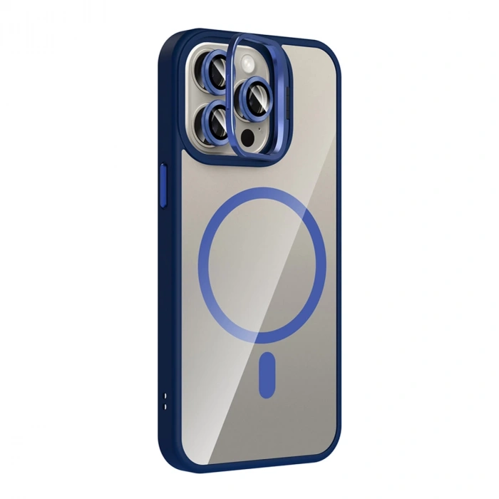 Joko Apple İphone 15 Pro Max Remim Lensli Magsafe Standlı Kapak - Lacivert