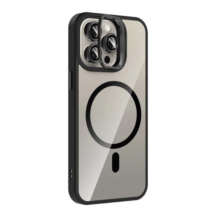Joko Apple İphone 15 Pro Max Remim Lensli Magsafe Standlı Kapak - Siyah