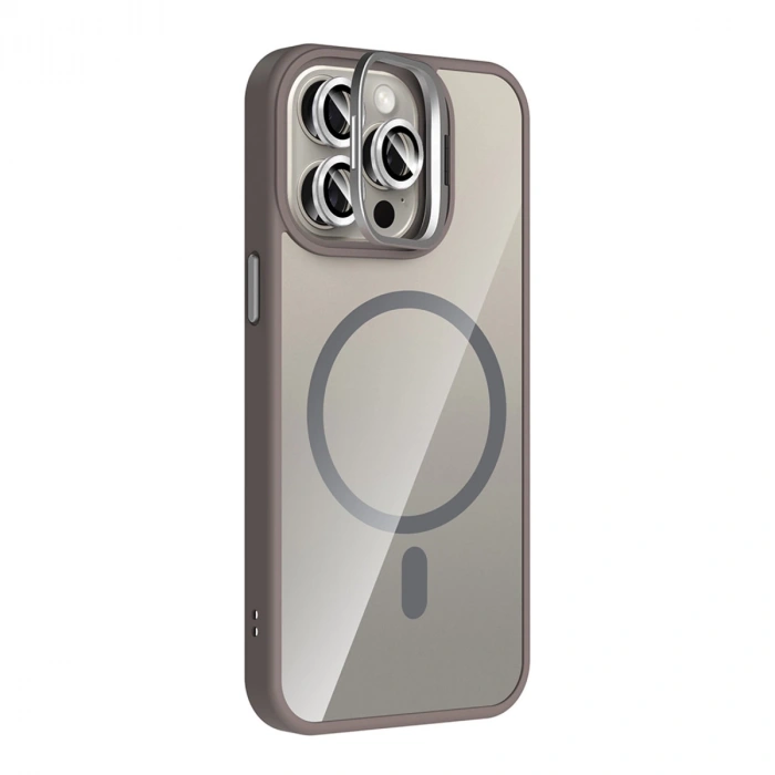 Joko Apple İphone 15 Pro Max Remim Lensli Magsafe Standlı Kapak - Titan Gri