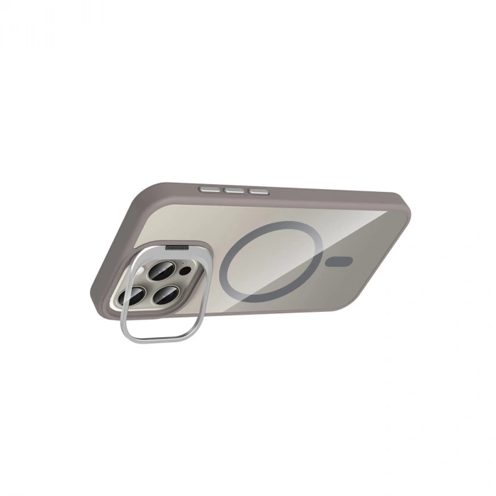 Joko Apple İphone 15 Pro Max Remim Lensli Magsafe Standlı Kapak - Titan Gri