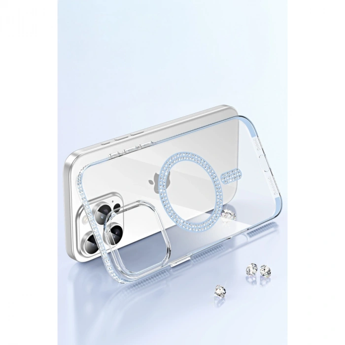 Joko Apple İphone 15 Pro Move Taşlı Magsafe Kapak - Mavi