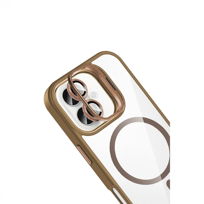 Joko Apple İphone 16 Plus Remim Lensli Magsafe Standlı Kapak - Kahverengi