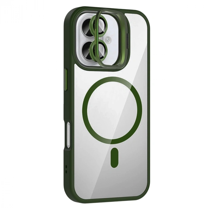 Joko Apple İphone 16 Plus Remim Lensli Magsafe Standlı Kapak - Koyu Yeşil
