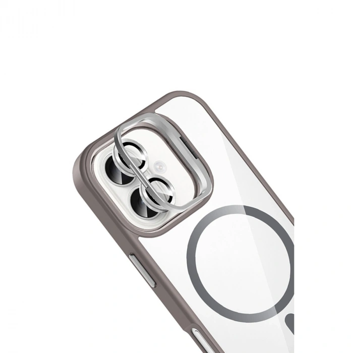 Joko Apple İphone 16 Plus Remim Lensli Magsafe Standlı Kapak - Titan Gri
