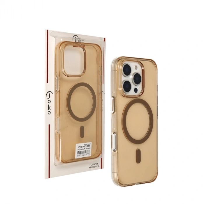 Joko Apple İphone 16 Pro Max Gleam Pc Sert Magsafe Kılıf - Şeffaf-gold
