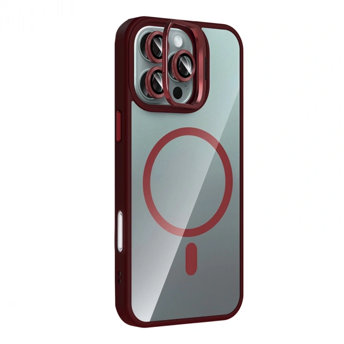 Joko Apple İphone 16 Pro Max Remim Lensli Magsafe Standlı Kapak - Bordo