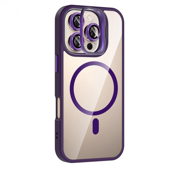 Joko Apple İphone 16 Pro Max Remim Lensli Magsafe Standlı Kapak - Derin Mor