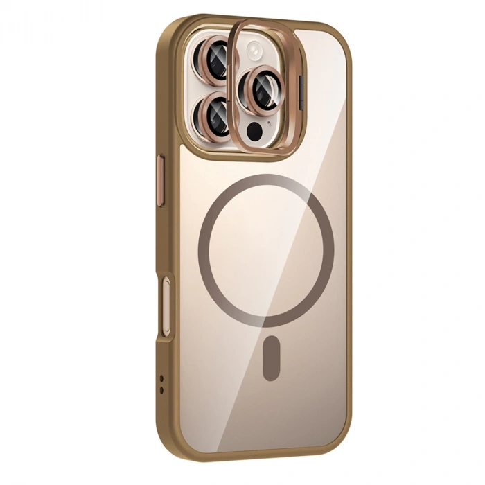 Joko Apple İphone 16 Pro Max Remim Lensli Magsafe Standlı Kapak - Kahverengi