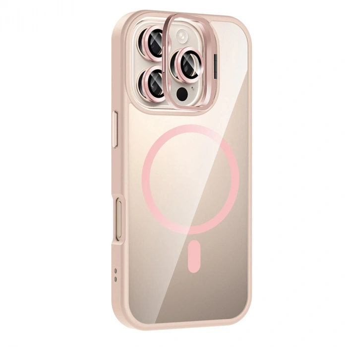 Joko Apple İphone 16 Pro Max Remim Lensli Magsafe Standlı Kapak - Pembe