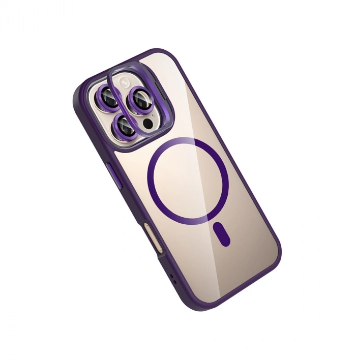 Joko Apple İphone 16 Pro Remim Lensli Magsafe Standlı Kapak - Derin Mor