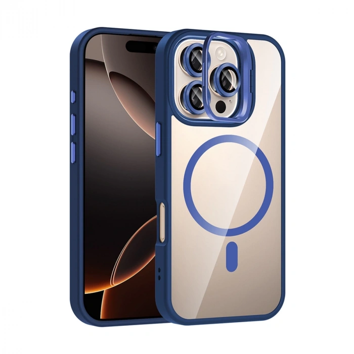 Joko Apple İphone 16 Pro Remim Lensli Magsafe Standlı Kapak - Lacivert