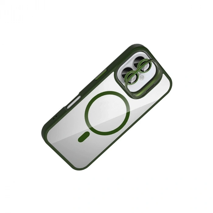 Joko Apple İphone 16 Remim Lensli Magsafe Standlı Kapak - Koyu Yeşil