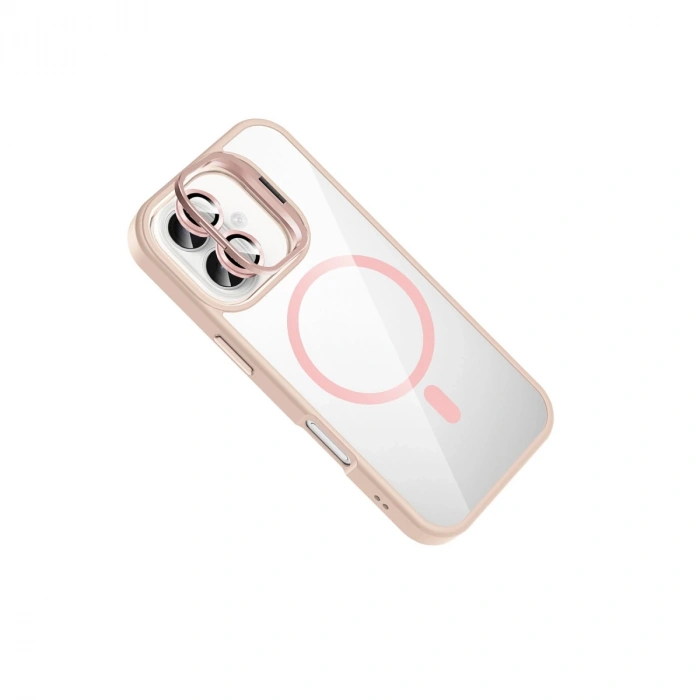 Joko Apple İphone 16 Remim Lensli Magsafe Standlı Kapak - Pembe