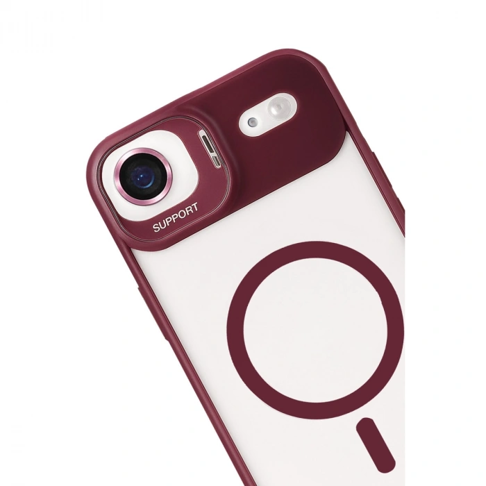 Joko Apple İphone 17 Air Remim Lensli Magsafe Standlı Kapak - Bordo