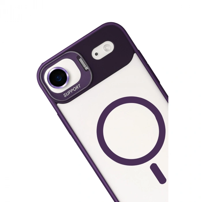 Joko Apple İphone 17 Air Remim Lensli Magsafe Standlı Kapak - Derin Mor