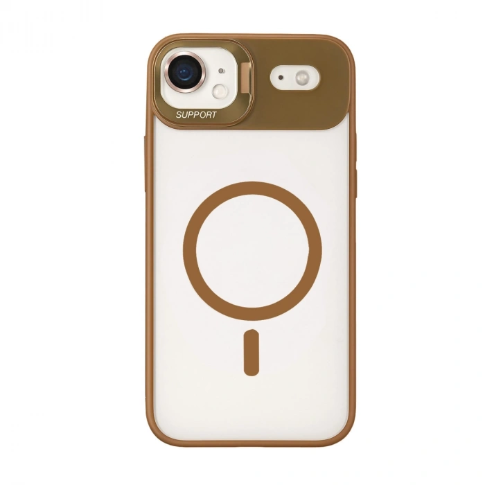 Joko Apple İphone 17 Air Remim Lensli Magsafe Standlı Kapak - Kahverengi