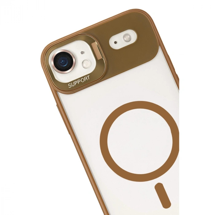 Joko Apple İphone 17 Air Remim Lensli Magsafe Standlı Kapak - Kahverengi