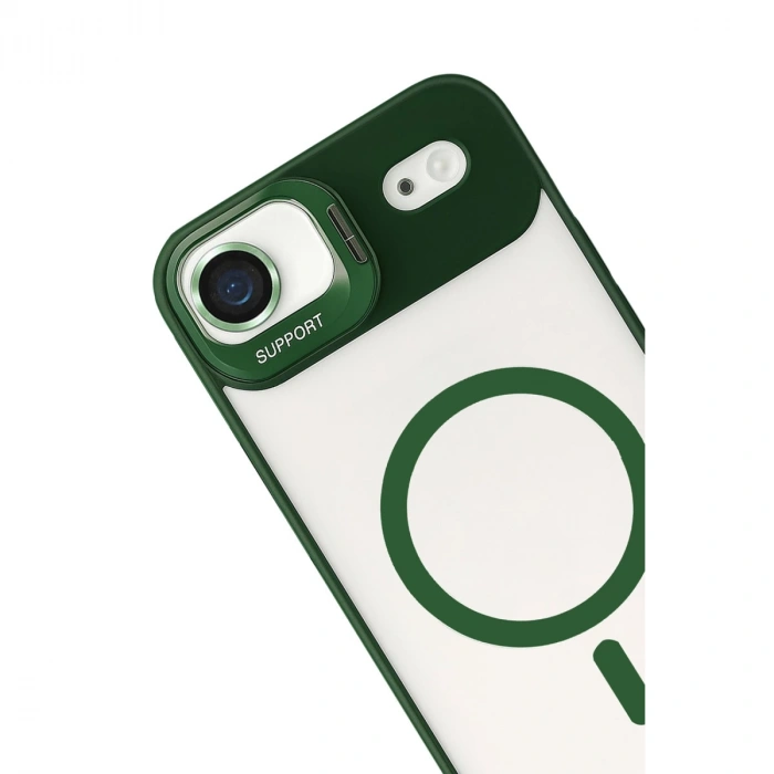 Joko Apple İphone 17 Air Remim Lensli Magsafe Standlı Kapak - Koyu Yeşil