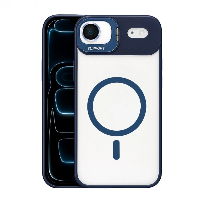 Joko Apple İphone 17 Air Remim Lensli Magsafe Standlı Kapak - Lacivert