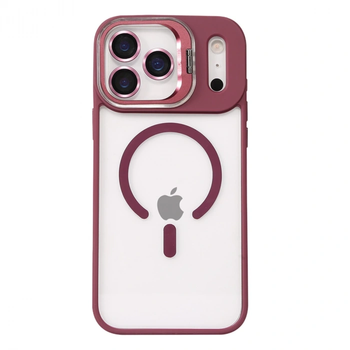 Joko Apple İphone 17 Pro Max Remim Lensli Magsafe Standlı Kapak - Bordo