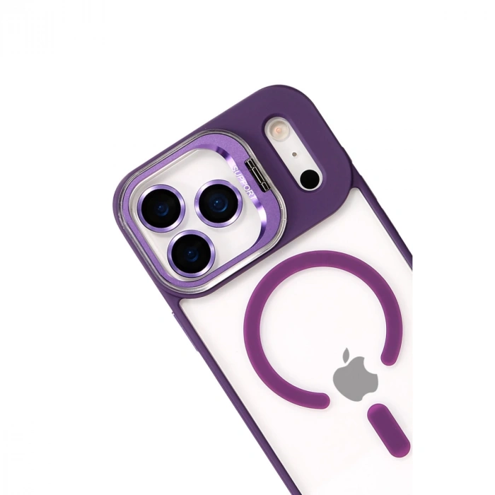 Joko Apple İphone 17 Pro Max Remim Lensli Magsafe Standlı Kapak - Derin Mor