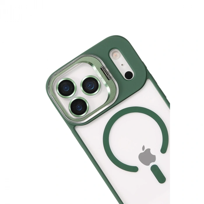 Joko Apple İphone 17 Pro Max Remim Lensli Magsafe Standlı Kapak - Koyu Yeşil