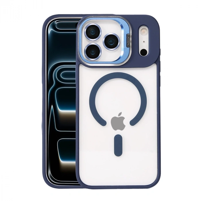 Joko Apple İphone 17 Pro Max Remim Lensli Magsafe Standlı Kapak - Lacivert