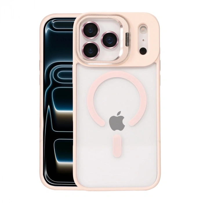 Joko Apple İphone 17 Pro Max Remim Lensli Magsafe Standlı Kapak - Pembe