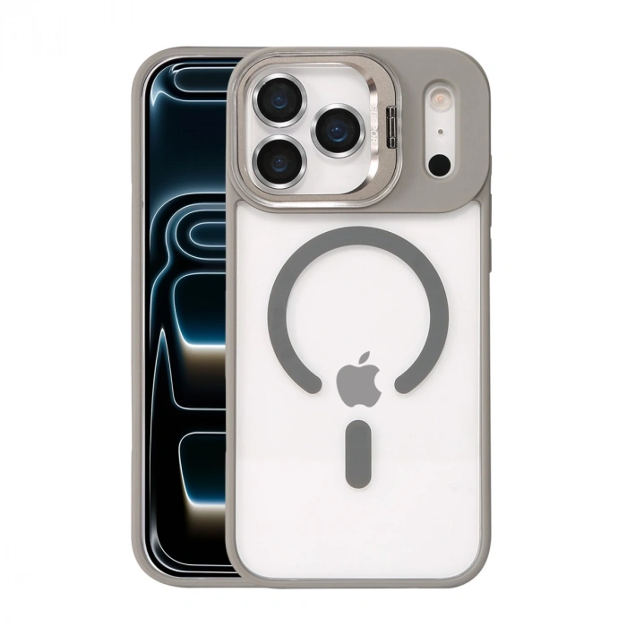 Joko Apple İphone 17 Pro Max Remim Lensli Magsafe Standlı Kapak - Titan Gri