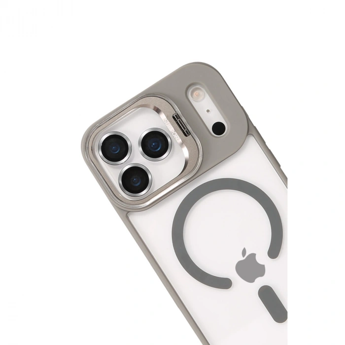 Joko Apple İphone 17 Pro Max Remim Lensli Magsafe Standlı Kapak - Titan Gri