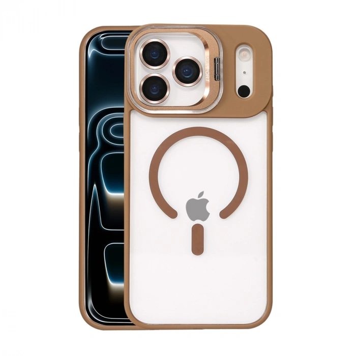 Joko Apple İphone 17 Pro Remim Lensli Magsafe Standlı Kapak - Kahverengi