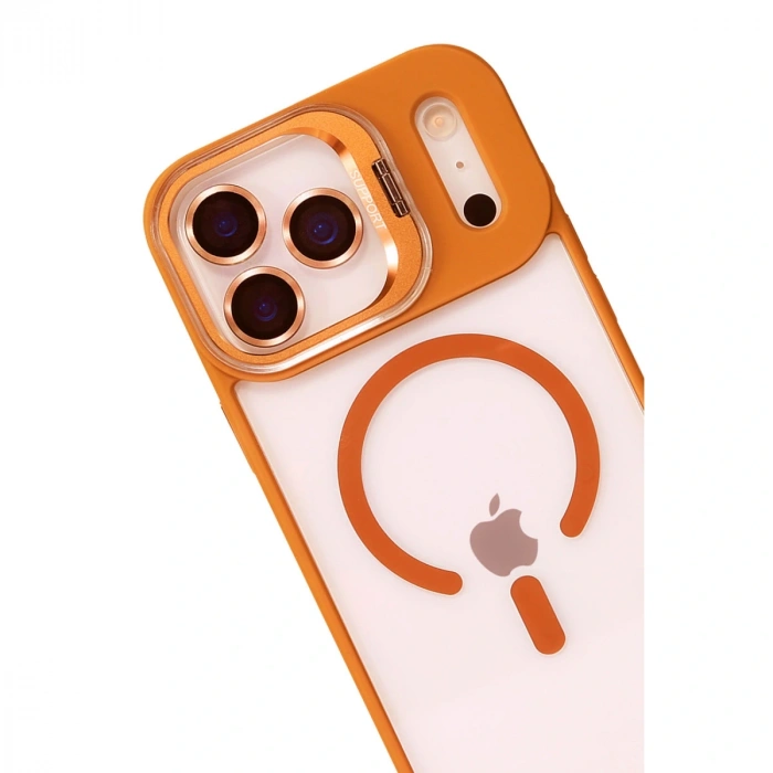 Joko Apple İphone 17 Pro Remim Lensli Magsafe Standlı Kapak - Turuncu