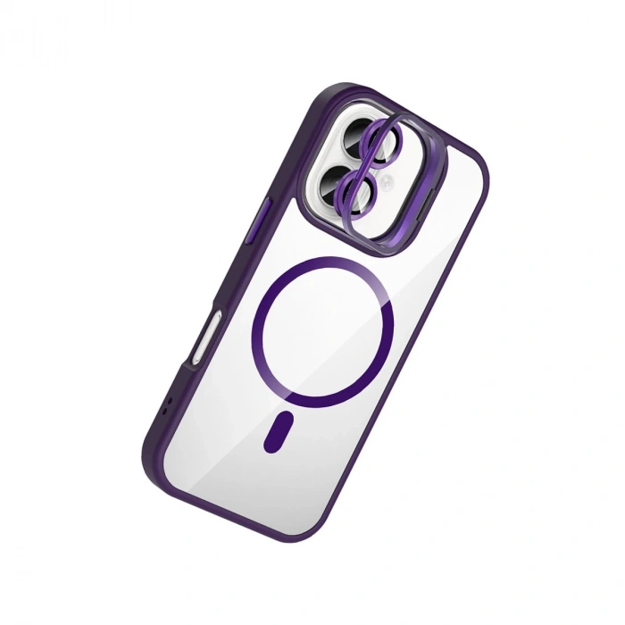 Joko Apple İphone 17 Remim Lensli Magsafe Standlı Kapak - Derin Mor