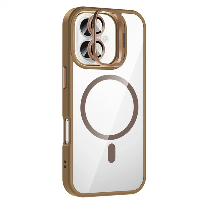 Joko Apple İphone 17 Remim Lensli Magsafe Standlı Kapak - Kahverengi