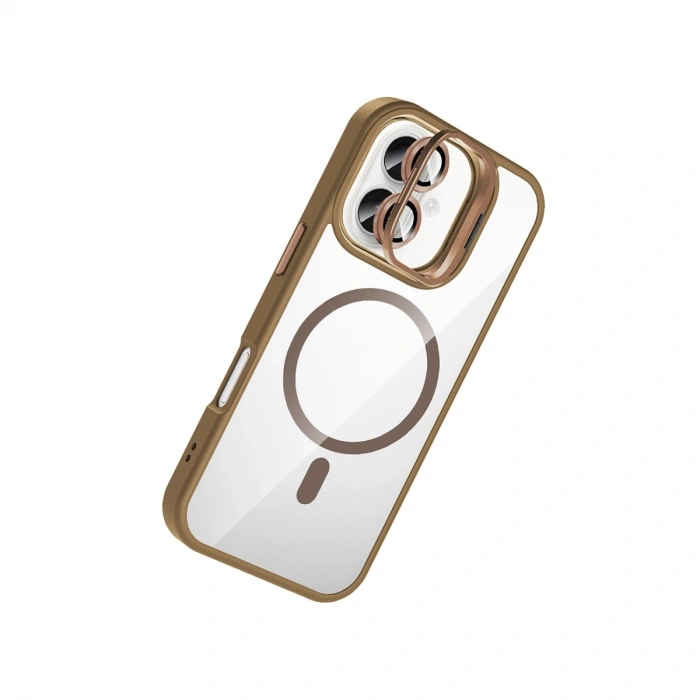 Joko Apple İphone 17 Remim Lensli Magsafe Standlı Kapak - Kahverengi